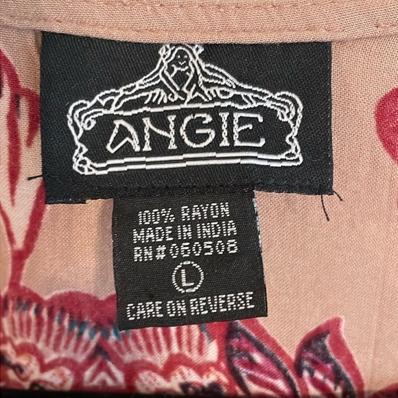 Angie Women Kimono Cardigan Large Pink Longline Floral Coastal Grandma Bohemian - Picture 9 of 13